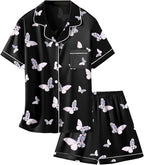 Girls & Womens Satin Pajamas Set, Silk Button-Down Sleepwear 2 Piece Nightwear, 3 Years - Women XXL