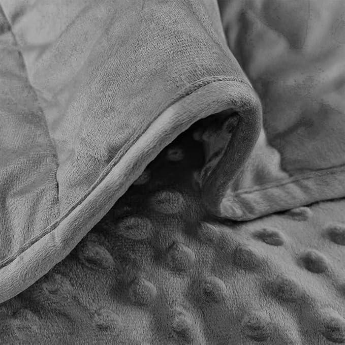 ALANSMA Reversible Weighted Blanket for All Season, Luxury Velvet, Warm and Cool, Adult 15Lb Grey Weighted Blanket, Enjoy Sleeping Anywhere(Grey,60"x80" 15lbs)