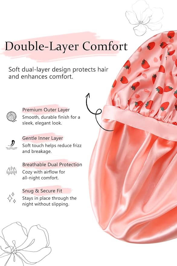 Double Layer Satin Bonnet with Detachable Eye Mask Night Cap for Curly Braids Hair Reduces Frizz Locks in Moisture