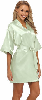 Robe for Women Silky Lightweight Satin Kimono Bride Bridesmaids Wedding Party Robes Dressing Gown Summer Loungewear