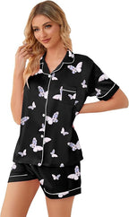 Girls & Womens Satin Pajamas Set, Silk Button-Down Sleepwear 2 Piece Nightwear, 3 Years - Women XXL