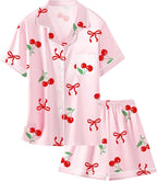 Girls & Womens Satin Pajamas Set, Silk Button-Down Sleepwear 2 Piece Nightwear, 3 Years - Women XXL