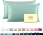 Silk Pillow Cases 2 Pack,Soft Breathable and Sliky Queen Size Pillow Cases Set of 2,Natural Mulberry Silk Pillowcase Set of 2 for Hair and Skin with Hidden Zipper (Sage Green,20"X 30",2pcs)