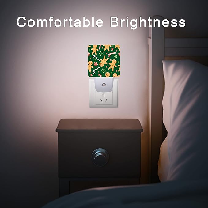 Christmas Night Light,Cookies and Candy Canes Plug in Night Lights 0.5W Sleep Friendly for Boys Girls Led Night Light Dusk to Dawn Sensor Nightlight for Stairway/Hallway/Kitchen