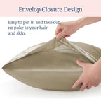 BEDELITE Satin Pillowcase for Hair and Skin, Super Soft and Cooling Similar to Silk Pillow Cases 2 Pack with Envelope Closure, Gift for Women Men(20"x26" Standard Size, Taupe)