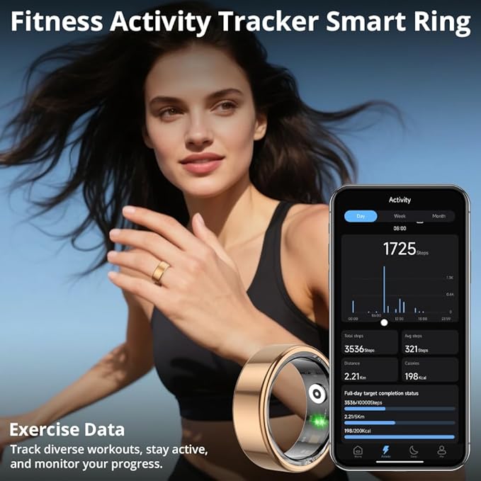 COLMI R02 smart Ring, a smart Ring for Women and Men, with a Charging case, Supports Heart Rate, Blood Oxygen, Sleep Health Monitoring, and Sports Tracking Ring, No Subscription Fee. (Rose Gold, 9#)