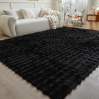 Black Rabbit Plush Rug 6'x9', Fluffy Faux Fur Shaggy Area Rug for Nursery, Kids Room Decor, Soft Fuzzy Carpet for Living Room, Bedroom, Teen Girls Room