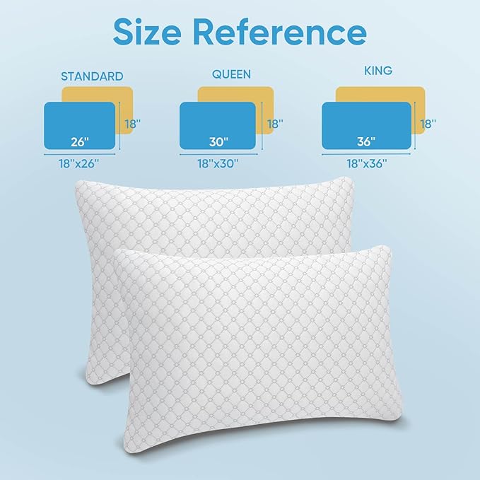 OAISZ Shredded Memory Foam Pillow, Queen Size Cooling Adjustable Firm Bed Pillow for Sleeping, Washable Removable Cover, Ideal for Side, Back & Stomach Sleepers