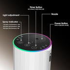 Waterless Essential Oil Diffuser, 7 Colors LED Light, Battery Powered Mini Scent Air Machine, Aromatherapy Mist Diffuser for Home Room Car Office，Black Aluminum Alloy (White)