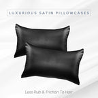 Elegant Comfort 2-Pack Cooling Viscose Satin Pillowcase Set with Hidden Zipper Closure, Silky Smooth for Best Hair and Skin Care-Beautiful Gift Box-2-Piece Satin Pillowcase Set, King, Black