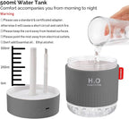 Portable Mini Cool Mist Humidifier, 500ml USB Personal Desktop Humidifier for Baby Bedroom Travel Office Home, Auto Shut-Off, 2 Mist Modes, Super Quiet, Gray