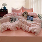 Nayoroom Gingham Duvet Cover King Size Reversible Pink Plaid Checkered Duvet Cover 3 Pieces Soft Breathable Washed Microfiber Girls Dorm Bedding Set for All Seasons