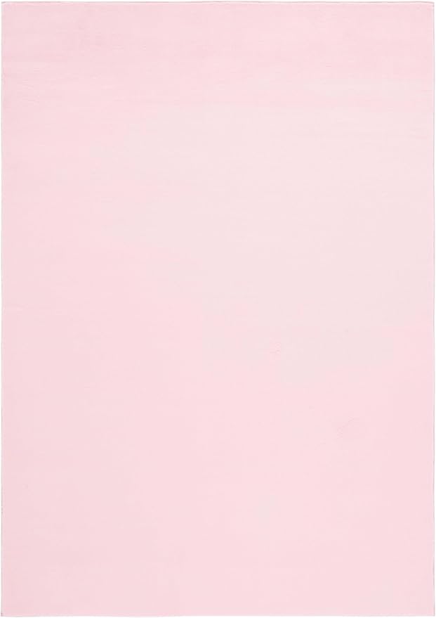 SAFAVIEH Washable Rug Faux Rabbit Fur Shag Collection - 5' x 7', Pink, Slip Resistant & Easy Cleaning, Ideal for Living Room, Bedroom, Kids Playroom, Nursery, Dining Space (FRF100U)
