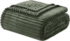 Nestl Green Blanket Queen Size for Bed - Cozy Warm Fuzzy Blankets for Women, Plush Large Fleece Throws for Girls - Olive Green, 90 x 90 Inches
