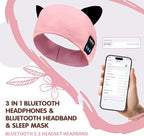 Joythink Kids Bluetooth Headband Headphones Sleep Mask Wireless Earphones Built in Thin Speaker Adjustable Sports Headset Sleep Headband for Girls Boys Toddler Children Baby Travel Study Pink