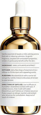 100% Pure Vanilla Essential Oil, 4 Fl Oz, Vanilla Oil for Diffusers, Home Fragrance & Aromatherapy, Essential Oils for Diffusers for Home & Skin & Home Care, Candle Scents for Candle Making