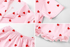 Umeyda Girls & Women Satin Pajamas Set Button Down 2 Piece Silk Pjs Shorts Set Ruffle Sleepwear, 5 Years-Women L