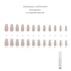Hypnaughty 24 Pcs Tuscany Nude Matte Luxury Coffin Press-on Nails with Glue (ABS, Nude, Beige, Long)