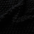 Chunky Cable Knit Throw Blanket Lightweight Black 100% Organic Cotton Blanket for Sofa Couch Bed Baby Nursery, Rustic Shabby Chic Modern Farmhouse, 51” x 63” Give Laundering Bag