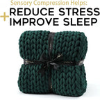 YnM Knitted Weighted Blanket, Handmade Chunky Knitted Design, Soft and Cozy, Temperature Regulating and Breathable, Machine Washable Throw for Sleep or Home Decor (Pacific Green, 60x80 Inch, 20lbs)
