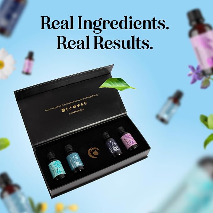 Sleep Essential Oils for Diffuser - Premium Aromatherapy Essential Oil Gift Set with 4 Calming Essential Oils for Diffuser Candles Baths DIYs & More - Relaxing Essential Oils Set (4 Pack, 1oz Each)