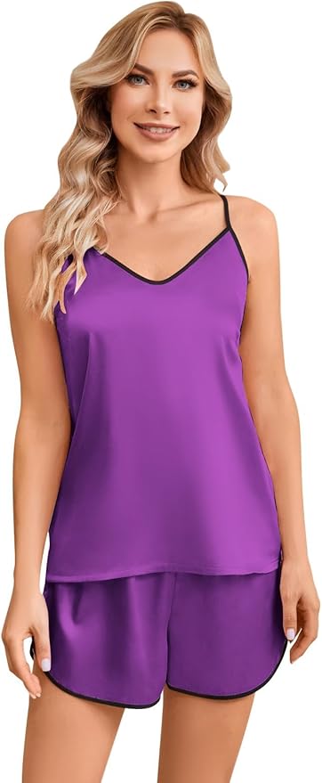 Girls & Women Silk Pajamas Set Satin Camisole Sleepwear 2 Piece Pjs, 3 Years - Women XXL