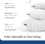 Cosy House Collection 2-Pack Luxury Rayon Derived from Bamboo Shredded Memory Foam Pillow - Adjustable & Removable Fill - Cool & Breathable Cover with Zipper for Side, Back, & Stomach Sleepers (King)