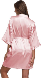 Women's Satin Short Robe Bridesmaid Bride Wedding Party Robes Silky Sleepwear Loungewear