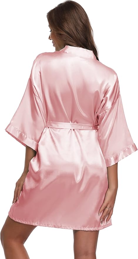 Women's Satin Short Robe Bridesmaid Bride Wedding Party Robes Silky Sleepwear Loungewear