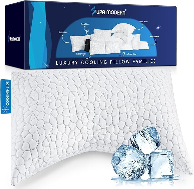 Side Sleeper Pillow for Adults, King Size Cooling Pillow for Neck and Shoulder Pain Relief, Adjustable Firm Soft Shredded Memory Foam Pillows for Side Back Stomach Sleepers, Bed Pillows for Sleeping