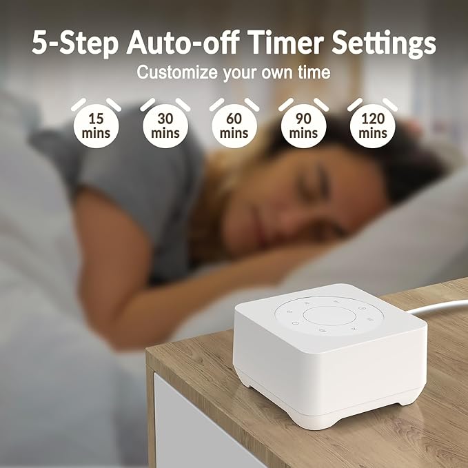 White Noise Sound Machine, Noise Machine for 20 Soothing Sounds, 2 Customizable Shortcut Buttons, Timer, Memory Function, USB-A Cable Included(Battery&Adapter NOT Included)for Baby, Kids&Adult (white)