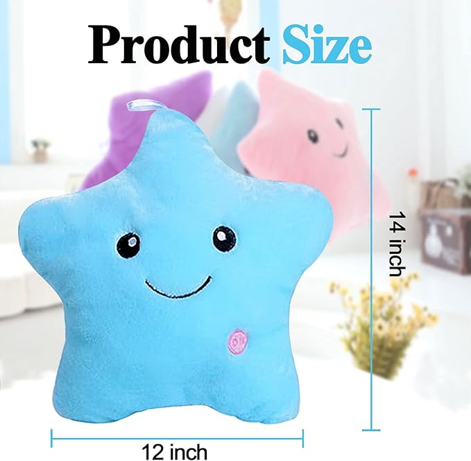 Creative Twinkle Star Glowing LED Night Light Up Plush Pillows Stuffed Toys Birthday Gifts for Kid Children Friends,Couch Bed Throw Pillows Decorative Light Blue Throw Pillow Covers