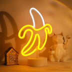 ENUOLI Banana Neon Sign, LED Light Banana Neon Sign Decoration Art Lamp for Bedroom Kids Room Christmas Birthday Wedding Party, 11.8 x 7.08 inches, Yellow, Plastic