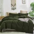 CLOTHKNOW Green California King Comforter Set Dark Green Bedding Comforter Sets Soft Hunter Green Comforter with 2 x Pillow Cases