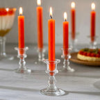 12-Pack Neon Orange Taper Candles, 10 Inch Unscented Dripless Candlesticks, Long-Lasting Burn Time of 7-8 Hours, Perfect for Fall Harvest Halloween Thanksgiving Dinners Parties and Home Décor