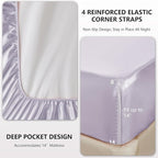 CozyLux Satin Sheets Queen Size Bed Set - 4 Piece Silky Queen Sheet Set, Luxury Taro Purple Queen Sheets with Smooth and Soft Microfiber, Includes 1 Fitted Sheet, 1 Flat Sheet and 2 Pillowcases