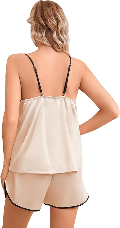 Girls & Women Silk Pajamas Set Satin Camisole Sleepwear 2 Piece Pjs, 3 Years - Women XXL