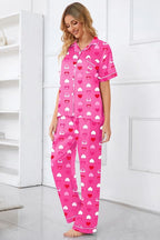 Umeyda Girls Womens Pajamas Set, Satin Silky Button Down Loungewear 2 Piece Short Sleeve Pants PJS Sets for Mommy Kids