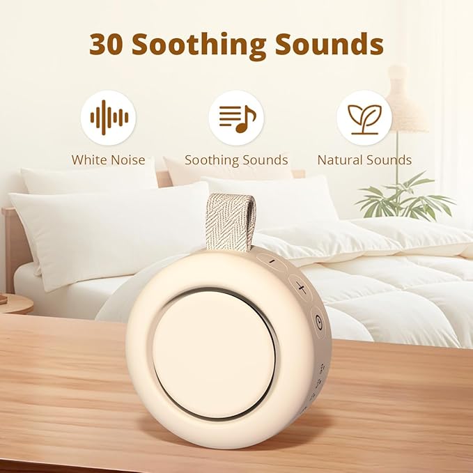 Portable Sound Machine White Noise Machine 40H Powerful Battery 30 Soothing Sounds 4 Timers Memory Function for Baby Kids Adults Sleep Brown Noise Sounds Machine for Home Travel Office
