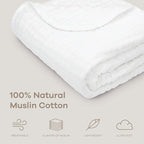 Comfy Cubs Muslin Baby Blanket - Soft, Lightweight, 6-Layer Cotton Swaddle Blankets for Newborns, Infants & Toddlers - 40" x 40" Large, Breathable & Versatile for Sleeping & Tummy Time - White