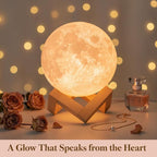 Mydethun Moon Lamp 3D Night Light - Valentine Gifts for Women, Mom & Kids, 5.9' Table Decor w/Wooden Base, Proposal Decororation w/Touch-Dimmable & USB Rechargeable, Dual-Color White/Warm Yellow