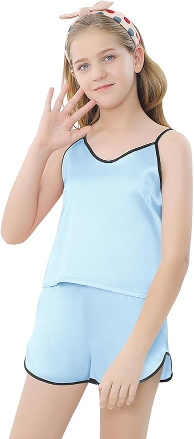Girls & Women Silk Pajamas Set Satin Camisole Sleepwear 2 Piece Pjs, 3 Years - Women XXL