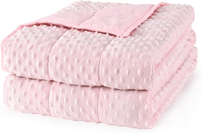 Mr. Sandman Weighted Blanket for Adults, Minky Dots Heavy Blanket for Woman, Man Sleeping/Calm, Soft, Cozy and Cooling Weighted Throw Blankets, Machine Washable, 48 x 72in, 15 lbs, Pink