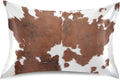 Farm Animal Cow Brown Cowhide Print Satin Pillowcase for Hair and Skin, Cow Skin Pattern Silk Pillow Case with Envelope Closure, King Size 20x40 inches, 1 PC