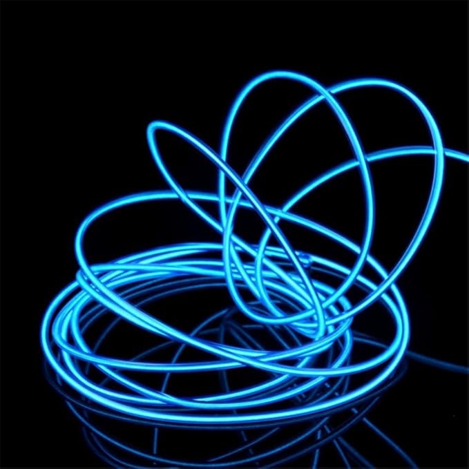 JIGUOOR EL Wire Battery Pack 9.8ft / 3m Bright Neon Light Strip 360° Illumination Neon Tube Rope Lights for DIY, Festival, Party Decoration, Pub, Halloween, Chrismas. (9.8ft / 3m, Blue)