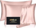 Silk Pillow Cases 2 Pack, Mulberry Silk Pillowcases Standard Set of 2, Smooth, Anti Acne, Beauty Sleep, Both Sides Natural Silk Satin Pillow Cases for Women 2 Pack with Zipper for Gift, Coral