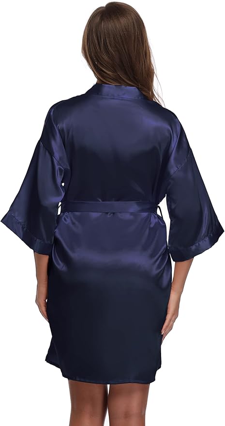 Women's Satin Short Robe Bridesmaid Bride Wedding Party Robes Silky Sleepwear Loungewear