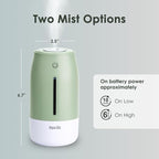 Aqua Glo Personal, Portable Humidifiers for Bedroom – Ultrasonic Cool Mist Humidifier with Built In Rechargeable Battery. Air Humidifier for Baby, Plants, Home, Office, Travel. Mint Green