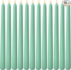 12-Pack Emerald Green Taper Candles, 10 Inch Unscented Dripless Candlesticks, Long-Lasting Burn Time of 7-8 Hours, Perfect for Christmas Home Décor Spring and St. Patrick's Day
