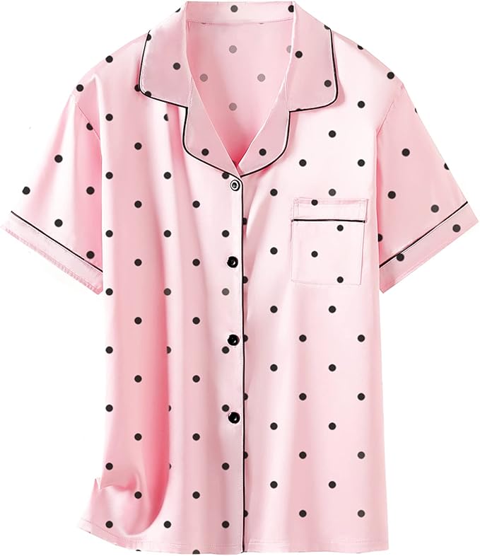 Girls & Womens Satin Pajamas Set, Silk Button-Down Sleepwear 2 Piece Nightwear, 3 Years - Women XXL